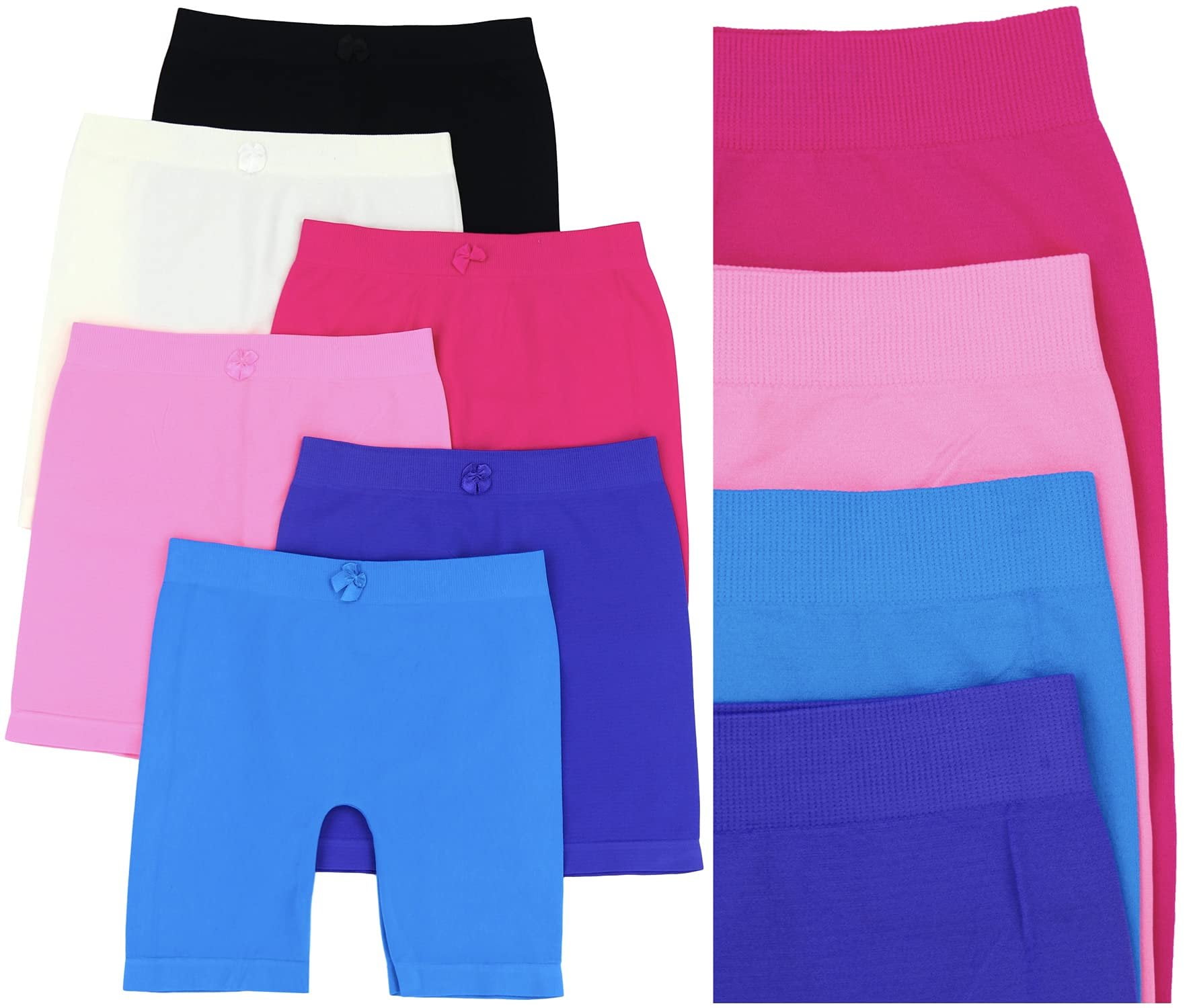 ToBeInStyle Girls' Pack of 6 Seamless Layering Under Skirt Modesty Shorts -  Medium 
