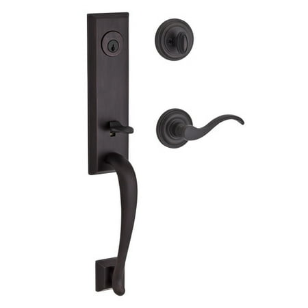 619 Interior Single Cylinder Baldwin Del Mar Single Cylinder Handleset with Traditional Round Rose and Curve Interior Lever ()