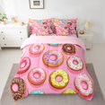 thumbnail image 2 of Donuts Bed in a Bag King Size Comforter Set 7 Pieces,Colorful Food Bedding Sets Dessert Design Sheet Set With Comforter,Pink Bed Set, 2 of 5