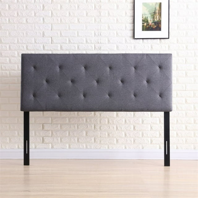 Hodedah Queen Size Rembourré Touffeté Tête de Lit Rectangulaire en Gris
