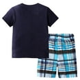 thumbnail image 7 of LNMQLPDBS Baby Boy Sets Cartoon Dinosaur Letters Printed Crewneck Short Sleeve T Shirt & Plaid Elastic Waist Shorts 2pcs Outfits 18-24 Month Boy Clothes Summer Sport Suits for Outdoor, 7 of 7