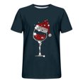 thumbnail image 3 of KeShDi Christmas Hawaiian Shirt for Men Men Print Round Neck Casual Fashion Short Sleeve Round-Neck Blouses Shirts Navy XL, 3 of 3