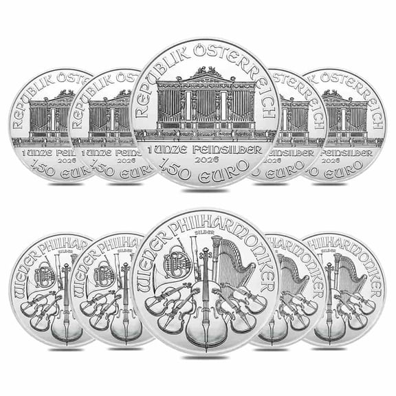 Lot of 10 - 2026 1 oz Austrian Silver Philharmonic Coin BU