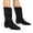 Black, variant on Women Western Cowboy Boots, Metal Buckle Strap Pointed Snip Toe Stacked Low Block Heel Mid Calf Booties, Outdoor Concert Festival Casual Cowgirl Calf Boots Black 36
