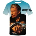 thumbnail image 3 of Camiseta de verano para hombre, cantante Johnny Halladay, estampado 3D, cuello redondo, informal, manga corta, talla grande, moda, 3 of 5