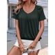 thumbnail image 5 of Camisetas Casuales de Verano para Mujer, Camisetas de Corta con Cuello en V, Verde Oliva, Talla M, 5 of 7