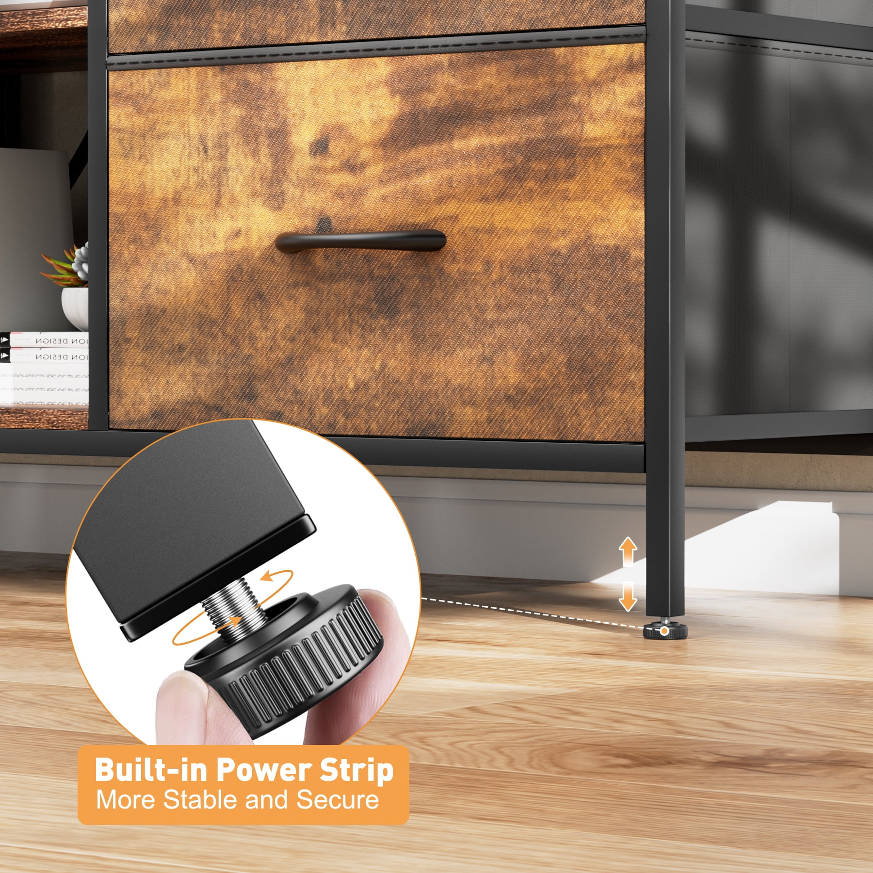 GIKPAL 4 Drawer Dresser TV Stand, Dressers for Bedroom Up to 50" TV Stand Chest of Drawers, Brown