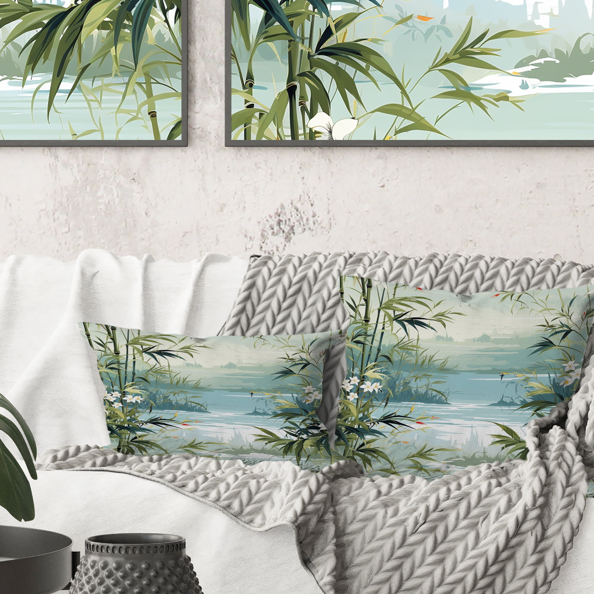 Designart Zen Essence Of Tropical Bamboo Tropical Throw Pillow Traditional Pillow For Couch Insert And Pillows Covers For Living Room Decor Walmart