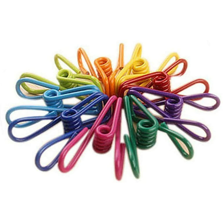 Clothesline Clips, Colorful Multipurpose Plastic-Coated Metal Clip