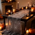 thumbnail image 5 of Extra Long Halloween Table Runner, Black Sheer Table Runner with Gold Print, Gothic Spider Web Table Decor for Halloween Party, Dining Table, Mantel, and Home Display, 5 of 6