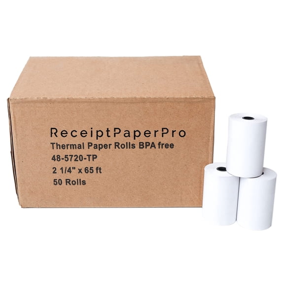 ReceiptPaperPro 2 1/4� x 65 ft Thermal Receipt Paper Rolls, fits Ingenico Desk 3500 Desk 5000 Move 5000 Verifone t650 Pax a920, 50 Rolls/Case