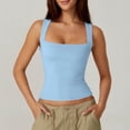 thumbnail image 4 of Vmvidoty Summer Women Tank Top Square Neck Sleeveless Basic Tight T Shirts Light Blue XL, 4 of 5