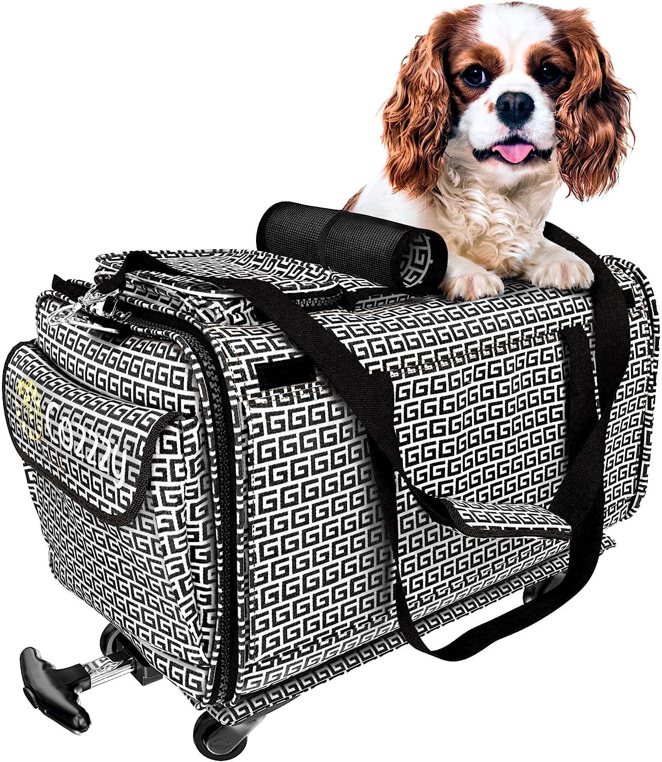 Pet Carrier with Wheels, Wheeled Trolley Case in Cabin Dog Rolling Airline Approved SoftSided