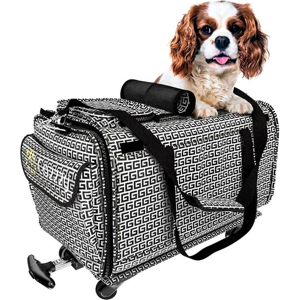 Pet Carrier with Wheels, Wheeled Trolley Case in Cabin Dog Rolling