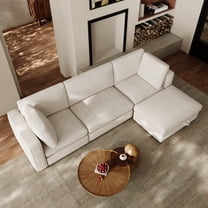 Wiilayok 114" Modular Sectional Sofa with Storage Ottoman, Comfy 4-Seat Chenille Deep Seat Couch for Living Room, Bedroom and Apartment, Light Brown & Beige Options