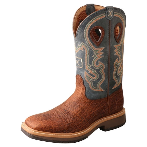 Twisted X Boots Mens Distressed Saddled 12 Peacock Top Square Toe Cowboy Boot 11.5 D Distressed Saddle &Amp; Peacock