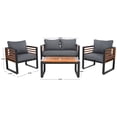 thumbnail image 6 of Safavieh Vesta 4-Piece Steel Outdoor Conversation Set, Black/Gray, 6 of 14