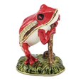 thumbnail image 4 of Bejeweled Multi Color Finish RASCAL Red Frog on Branch Trinket Box, 4 of 5
