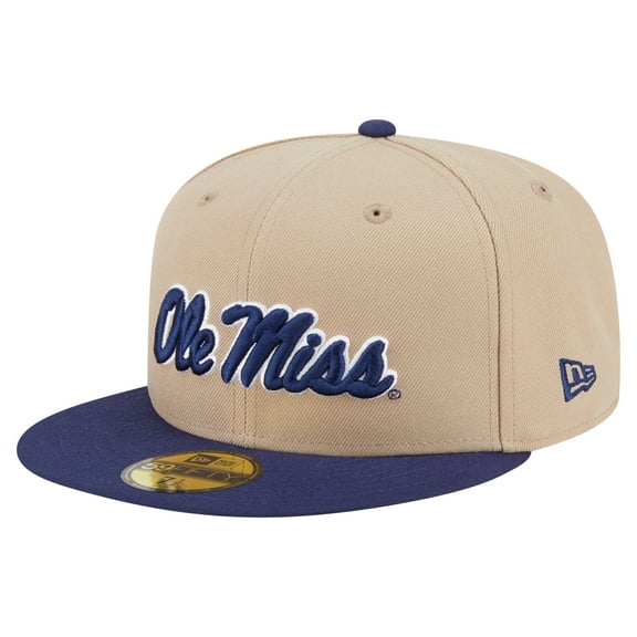 Men's New Era Khaki Ole Miss Rebels Two-Tone 59FIFTY Fitted Hat