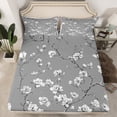 thumbnail image 2 of Manfei Chic Plum Blossom Bed Sheets, Vintage White Floral King Sheets, Gray Aesthetic Sheet Set for Girls Women, Ultra Soft Home Decor 4-Piece, 2 of 7
