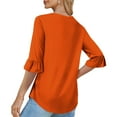 thumbnail image 3 of SHE IS Womens 3/4 Sleeve Tops, Plus Shirts for Women Orange Plus Size Tops for Women 4x-5x 3/4 Length Sleeve Womens Tops Plus Size White Basic Tees for Women, 3 of 6