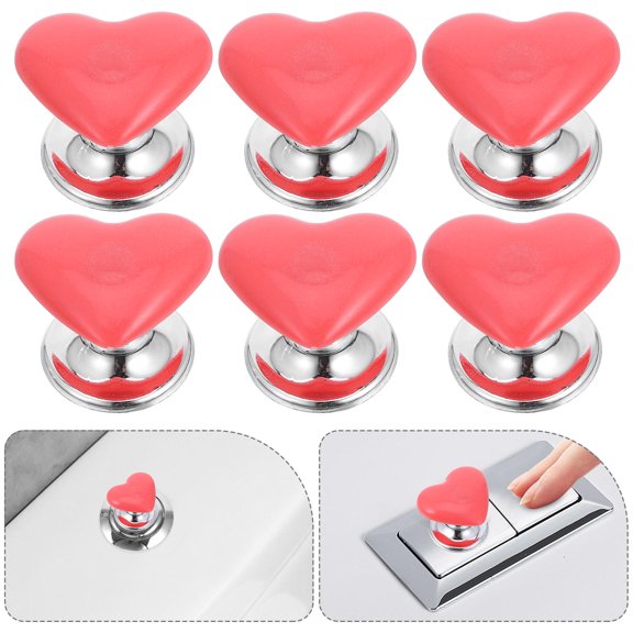 PBPBOX 10Pcs Heart Shaped Toilet Press Button Pink PP Flush Valve for Homeowners Landlords