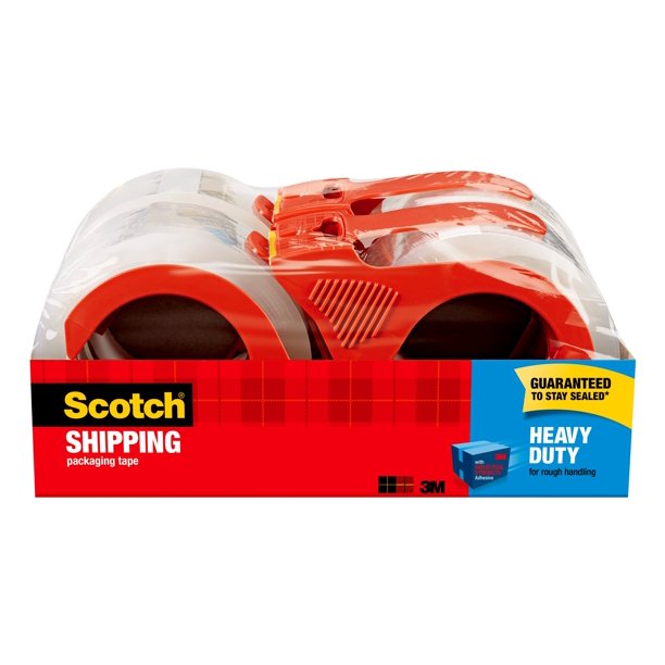 Scotch Heavy Duty Packaging Tape, 1.88 in x 54.6 yd, 4 Dispensers