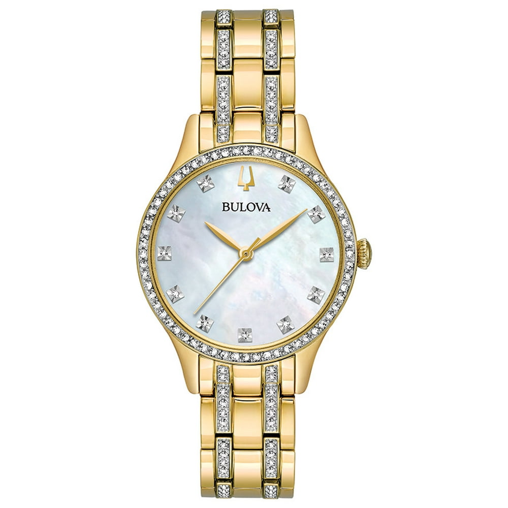 Bulova Bulova Women's Gold Tone Crystal Watch Box Set with Bangle