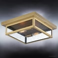 thumbnail image 4 of Luxury Modern Farmhouse Outdoor Ceiling Light, 4.00''H x 12.00''W, with Industrial Style Elements, Minimalist Design, Antique Brass Finish and Clear Seedy Glass, UQL1345, 4 of 7