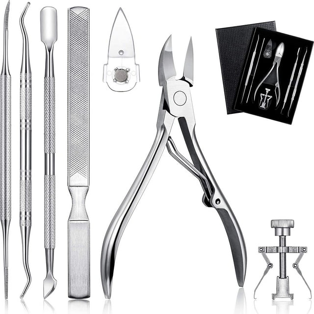 7 Pièces Incarnée Outils de Correction d'Ongle Kit en Acier Inoxydable Outils de Correction de Pédicure Incarnée Outil de Correction d'Enlèvement des Ongles Kit d'Outils, Lime à Ongles Incarnée