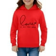 thumbnail image 4 of MEZZALL Chandail à Capuche Chaud à Manches Longues pour Enfants Garçons Filles Imprimés Lettres, Rouge, 3-4 Ans, 4 of 4