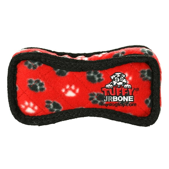 Tuffy Jr Bone2 Red Paw Durable Plush Dog Toy