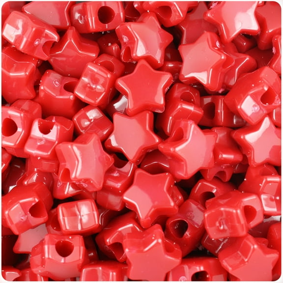 BeadTin Red Opaque 13mm Star Pony Beads (250pcs)