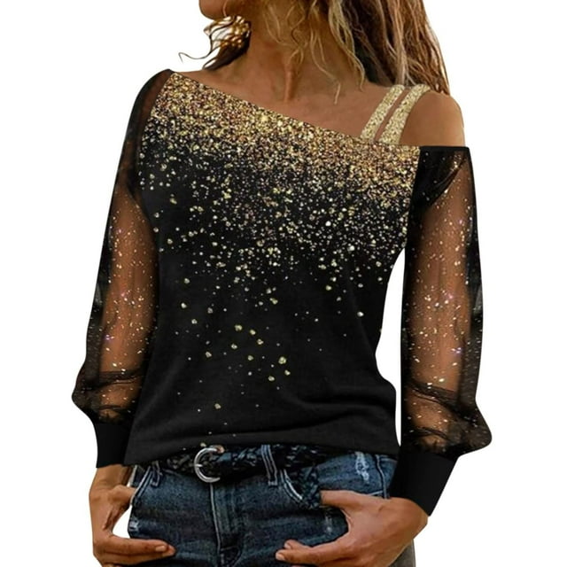 Pompotops Pull à Manches Longues en Maille pour Femmes, Col Rond