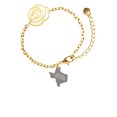 thumbnail image 2 of Delight Jewelry Stainless Steel Texas Raised Texas - Gold-tone Flower Link Chain Bracelet, 6.75"+2" Extender, 2 of 4