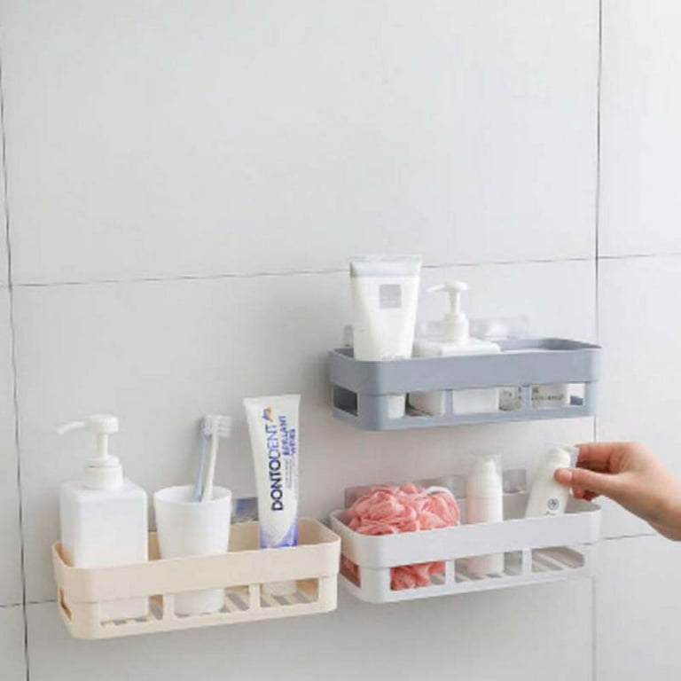 1pc Bathroom/kitchen Punch-free Corner Shelf, Shower Rack, Iron Art Shampoo Storage  Rack With Suction Cup Brackets, Bathroom Accessories