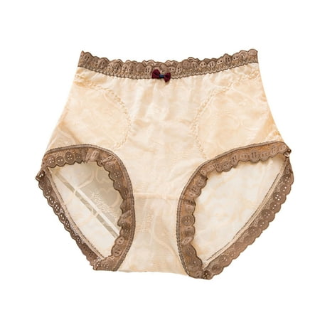 

NECHOLOGY No Boundaries Underwear for Women Lace Women Lace High Waist Abdominal Colorblock Lace Underwear Women Underpants Khaki X-Large