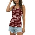 thumbnail image 3 of Sexy Dance Ladies Tank Tops Sleeveless Vest Round Neck T Shirts Loose Blouse Boho Beach Pullover Wine Red XXL, 3 of 7