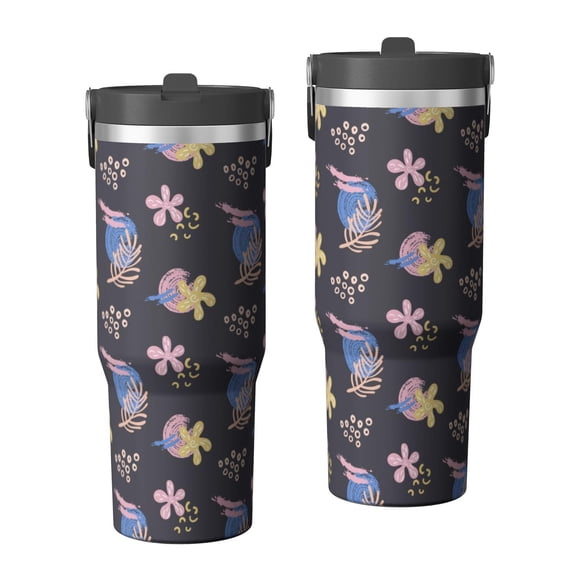 Modern 30oz Handheld Travel Tumbler with Handle – Double Wall Stainless Steel Insulated Cup, Flip Straw Lid, Leak-Proof & BPA-Free for Hot and Cold Drinks – Durable Coffee & Juice Mug White