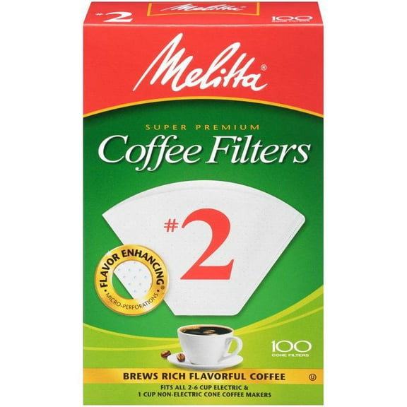 Melitta #2 White Cone Coffee Filters, 100 Ct