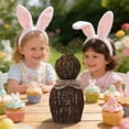 thumbnail image 3 of Xecvkr Handwoven Rattan Easter Bunny Figurine Rustic Natural Sustainable Holiday Garden Home Decor Indoor Outdoor Weatherproof Whimsical Art Table Accent 1 Piece, 3 of 6