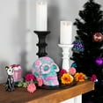 thumbnail image 2 of Northlight Day of the Dead Skull Coin Bank - 7.75" - Teal Blue and Pink, 2 of 8