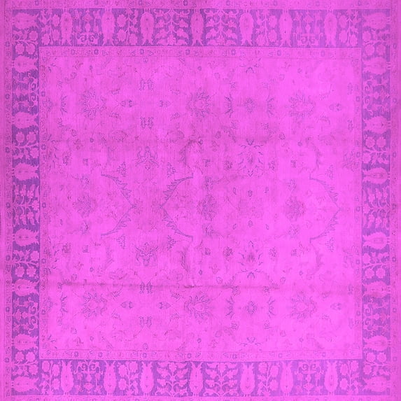 Ahgly Company Indoor Square Oriental Pink Traditional Area Rugs, 6' Square