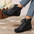 thumbnail image 4 of KEGIRLOM Women's Fashion Casual Lace-Up Winter Solid Color Side Zipper Versatile Comfortable Short Boots Flat Ankle Boots Black 7.5, 4 of 9