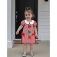 thumbnail image 5 of BemeyourBBs Kids Toddler Baby Girl Back to School Dress Outfit Pre Kindergarten Outfits Little Girl Summer Plaid Gingham Dress Puff Short Sleeve Doll Collar Apple Embroidery A-line Dress, 5 of 9