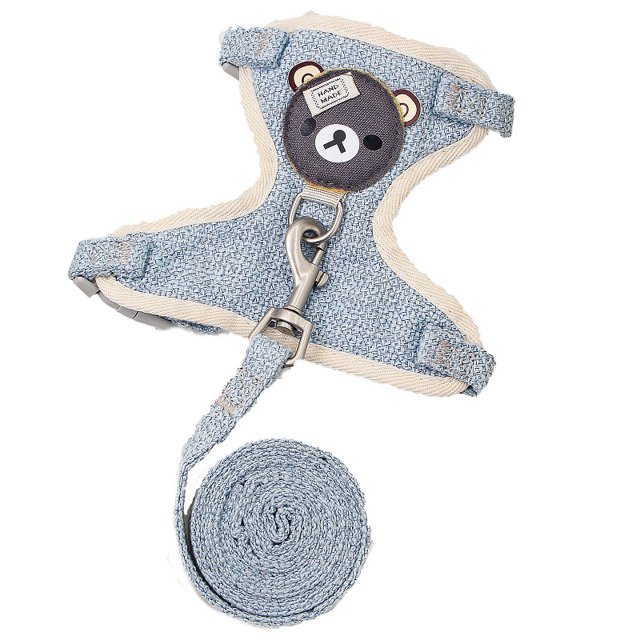 Pet Vest Traction Rope Colour Cartoon Bear Chest Strap Dog Chain Walking The Dog Rope Small Medium Sized Dogs Cat Accessories Blue-M