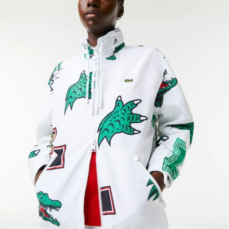 Lacoste Unisex Holiday Water Repellent Taffeta Jacket White Multico BH1481 SBH Walmart