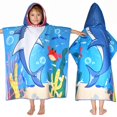 thumbnail image 1 of Toalla Ythuil Shark con capucha para niños, 63 x 76 cm, con mochila, 1 of 8