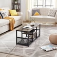 VECELO Industrial Style Coffee Table with Storage Shelf, Metal Frame ...
