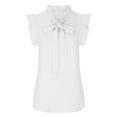 thumbnail image 4 of HOMBOM Casual Tops for Women Clearance Sleeveless White Tank Tops V-neck Solid Color Ruffle Sleeve Topss XL, 4 of 7